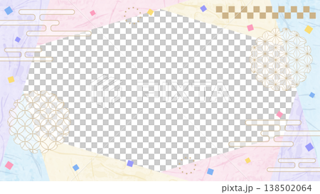 日式設計相框,和紙,彩紙屑,日式圖案裝飾,背景,16:9 尺寸 日式設計相框,和紙,彩紙屑,日式圖案裝飾,背景,16:9 尺寸 138502064