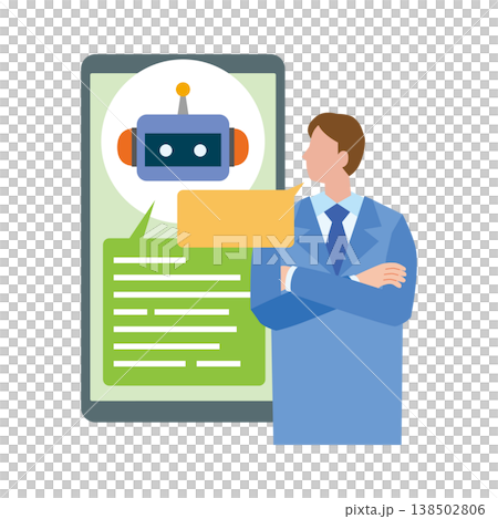 Man talking to AI Man talking to AI 138502806