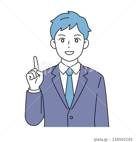 指を立てて説明する男性ビジネスパーソンのベクターイラスト 138503105
