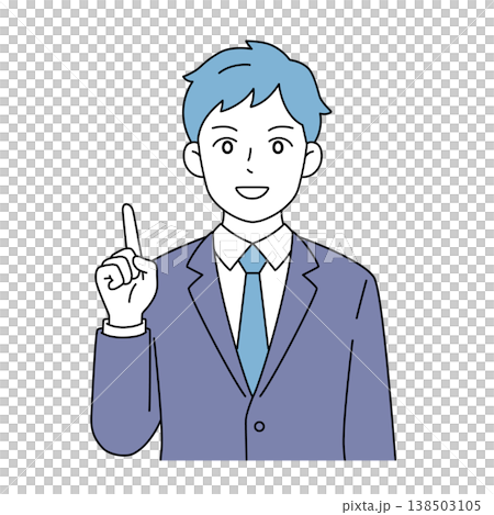指を立てて説明する男性ビジネスパーソンのベクターイラスト 138503105