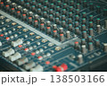 Mixing console. Audio mixer. Green tint of light 138503166