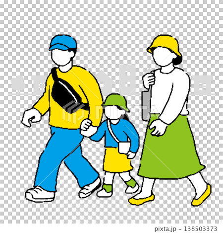 街並みと外出する家族のイラスト 街並みと外出する家族のイラスト 138503373