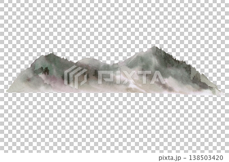 A close-up image of a mountain range. Isolated watercolor illustration for websites about nature, ecology, gardening, landscape design, as well as educational and children's books. 138503420