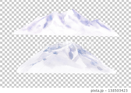 A set of two distant mountain range images. Isolated watercolor illustrations for websites about nature, ecology, gardening, landscape design, as well as educational and children's books. A set of two distant mountain range images. Isolated watercolor illustrations for websites about nature, ecology, gardening, landscape design, as well as educational and children's books. 138503423