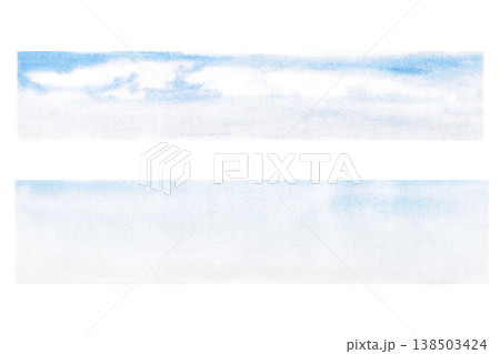 A set of two images of the sky, with and without clouds. Isolated watercolor illustrations for websites about nature, ecology, gardening, landscape design, as well as educational and children's books. 138503424