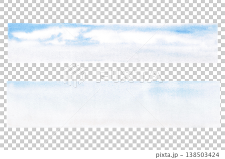 A set of two images of the sky, with and without clouds. Isolated watercolor illustrations for websites about nature, ecology, gardening, landscape design, as well as educational and children's books. 138503424