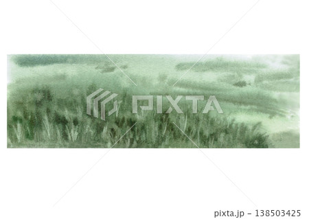 An image of a field of grass. Isolated watercolor illustration for websites about nature, ecology, gardening, landscape design, as well as educational and children's books. An image of a field of grass. Isolated watercolor illustration for websites about nature, ecology, gardening, landscape design, as well as educational and children's books. 138503425