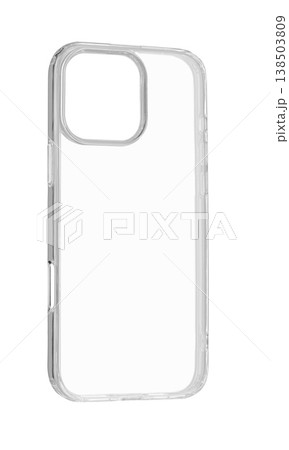 Transparent silicone case for latest model phone on isolated and white background 138503809