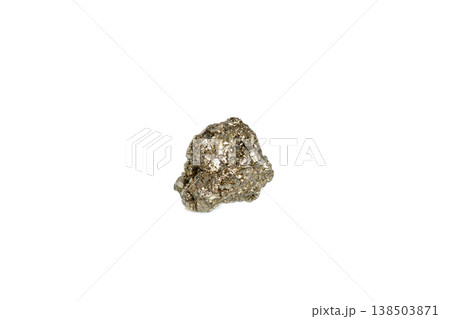 pyrite mineral stone macro on white background 138503871