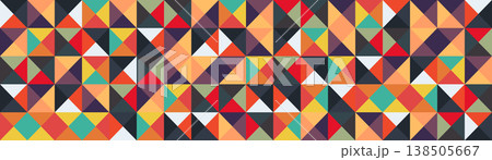 Geometric background with colorful triangles and polygon shapes. Abstract triangle pattern backdrop in warm autumn colors, vector illustration Geometric background with colorful triangles and polygon shapes. Abstract triangle pattern backdrop in warm autumn colors, vector illustration 138505667
