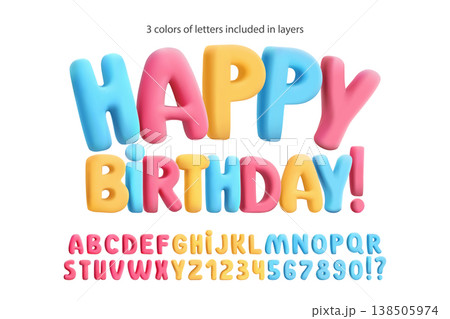 3D inflated balloon font, glossy pink, blue, yellow pastel letters. Playful candy alphabet, chubby numbers for cute childish aesthetic. Fun colorful birthday poster, kid party, joyful Y2K decorations 3D inflated balloon font, glossy pink, blue, yellow pastel letters. Playful candy alphabet, chubby numbers for cute childish aesthetic. Fun colorful birthday poster, kid party, joyful Y2K decorations 138505974