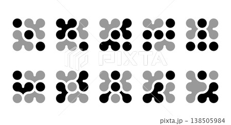 Abstract connected circles and dots icon. Integrate innovate logo, vector technology shape. Neuron Nano molecula, artificial brain symbol. Network science data, metaball design. Organic medical liquid Abstract connected circles and dots icon. Integrate innovate logo, vector technology shape. Neuron Nano molecula, artificial brain symbol. Network science data, metaball design. Organic medical liquid 138505984