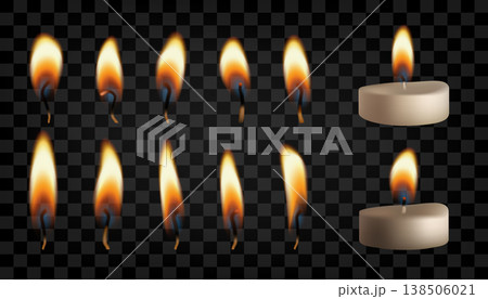 White tea candle, burning match. Light wedding romantic fire, 3d diwali heating flame. Golden shining paraffin cylinder, spa style glow. Round realistic tealight lamp sparkle, burnt flashlight lantern White tea candle, burning match. Light wedding romantic fire, 3d diwali heating flame. Golden shining paraffin cylinder, spa style glow. Round realistic tealight lamp sparkle, burnt flashlight lantern 138506021