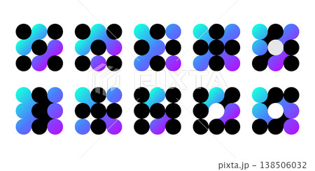 Dot and circle connect icon, an abstract bio-tech logo. Vector shapes leaf, flower and petal. Organic laboratory drops, round green molecule. Innovation science metaball morph, biology medical grid Dot and circle connect icon, an abstract bio-tech logo. Vector shapes leaf, flower and petal. Organic laboratory drops, round green molecule. Innovation science metaball morph, biology medical grid 138506032