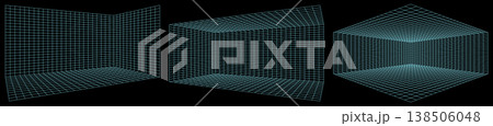 3d grid black bg for ai lab game. Arcade ground perspective of blue isometric lines. Depth floor in retro y2k space. Neon vr blueprint on drawing. Futuristic outline texture on industry wireframe room 3d grid black bg for ai lab game. Arcade ground perspective of blue isometric lines. Depth floor in retro y2k space. Neon vr blueprint on drawing. Futuristic outline texture on industry wireframe room 138506048