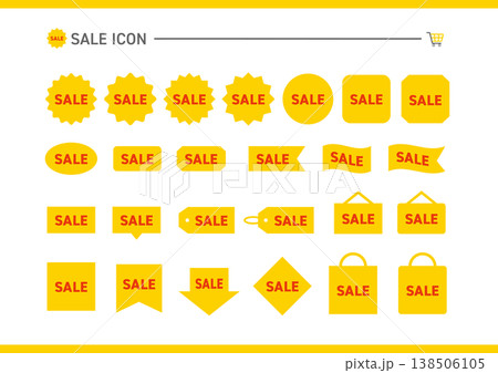 saleの黄色いアイコンのイラストのセット 138506105
