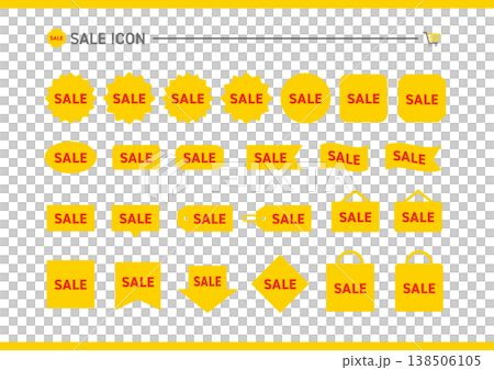 saleの黄色いアイコンのイラストのセット 138506105