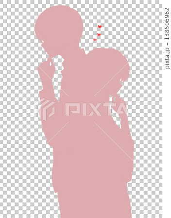 A man and a woman, back to back, contemplating love; silhouettes. A man and a woman, back to back, contemplating love; silhouettes. 138506962
