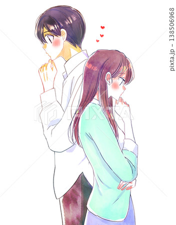 背中合わせの考える男女　恋 138506968