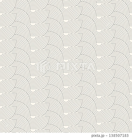 Seamless geometric striped wave pattern - minimal abstract vector background. Outline endless creative print - monochrome design 138507183