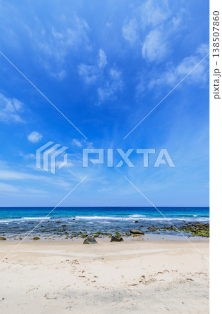 青空と海が広がる岩場のある海岸風景 青空と海が広がる岩場のある海岸風景 138507860
