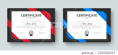 Creative corporate certificate of achievement award design layout template. Template design for achievement certificate, academic, graduation, appreciation, completion, diploma. Creative corporate certificate of achievement award design layout template. Template design for achievement certificate, academic, graduation, appreciation, completion, diploma. 138508287