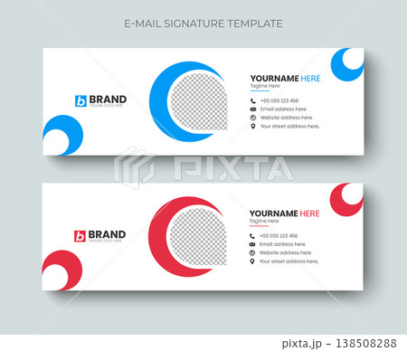 Minimal corporate business email signature or email footer layout template design. Elegant corporate design for personal social media cover design. 138508288
