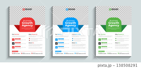 Elegant corporate business flyer design layout template set with blue, red and green color. Professional design for leaflet, annual report, magazine, poster, brochure cover, portfolio, banner. Elegant corporate business flyer design layout template set with blue, red and green color. Professional design for leaflet, annual report, magazine, poster, brochure cover, portfolio, banner. 138508291
