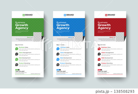 Professional corporate business dl flyer or rack card design layout template. Elegant design for roll up banner, poster, leaflet, standee or x banner design. 138508293