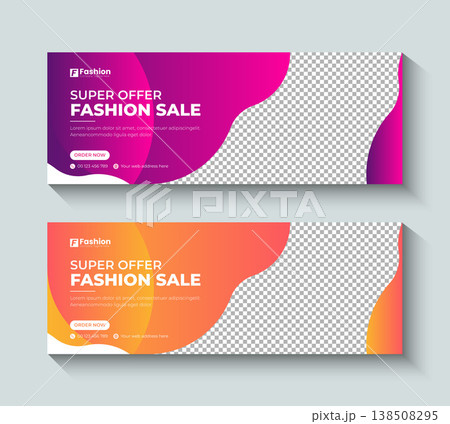 Creative minimal fashion sale social media cover and web banner ads template. Elegant professional timeline cover, profile header, website header, online promotion banner. 138508295