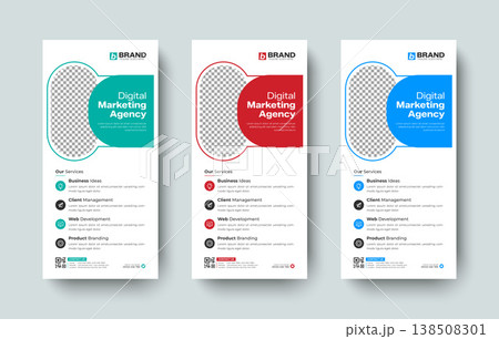 Modern creative business dl flyer or rack card design layout template. Professional roll up banner, poster, leaflet, standee or x banner design. 138508301