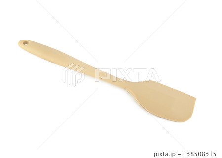 Beige silicone spatula for cooking and baking isolated on a white background. 138508315