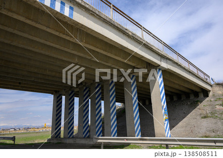 Underpass with safety barriers, clear weather, rural background 138508511