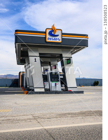 Desert gas station with modern pumps Desert gas station with modern pumps 138508523