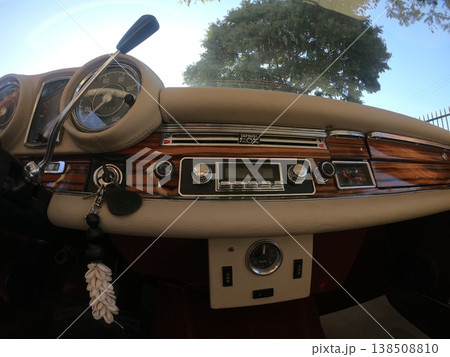Vintage red classic car with retro design details 138508810