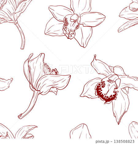 Vanilla flower, orchid. Seamless pattern 138508823