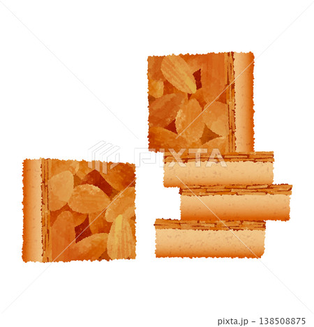 フロランタン_積んだものと単品_水彩タッチ_洋菓子 フロランタン_積んだものと単品_水彩タッチ_洋菓子 138508875