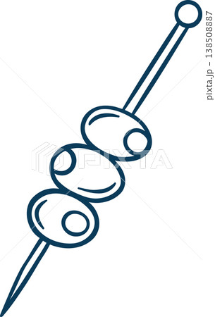 Elegant olive canapes, simple vector icon in doodle and sketch style with Mediterranean blue line. Hand-drawn appetizer for food menus or Mediterranean branding Elegant olive canapes, simple vector icon in doodle and sketch style with Mediterranean blue line. Hand-drawn appetizer for food menus or Mediterranean branding 138508887