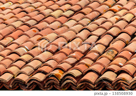 Old tiled roof texture for background Old tiled roof texture for background 138508930