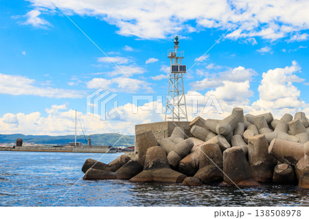 Modern lighthouse in a port of Nessebar, Bulgaria Modern lighthouse in a port of Nessebar, Bulgaria 138508978
