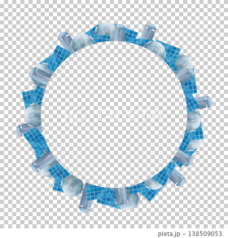 Round frame, wreath of blue and gray space satellites 138509053