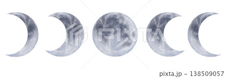 Beautiful grey and white Moon phases isolated on white background 138509057