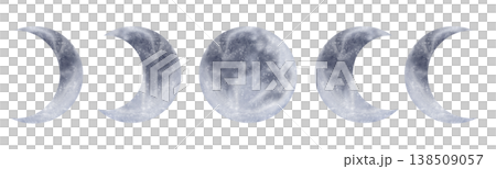 Beautiful grey and white Moon phases isolated on white background 138509057