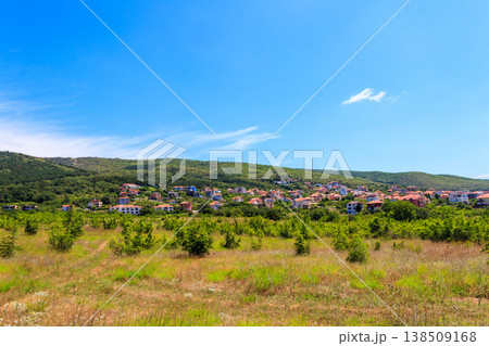 View of Sveti Vlas town and the Balkan mountains in Bulgaria 138509168