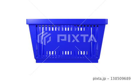 Plastic shopping basket, blue empty store basket, supermarket shopping cart concept, 3D rendering, isolated on white background, retail, grocery, consumer shopping, market container. Plastic shopping basket, blue empty store basket, supermarket shopping cart concept, 3D rendering, isolated on white background, retail, grocery, consumer shopping, market container. 138509689