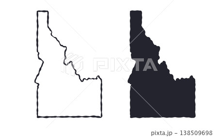 Idaho USA state map silhouette and outline map. Vector shapes of us state, isolated on white. Perfect for infographics, geography design, education, and maps. 138509698