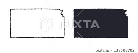 Kansas USA state map silhouette and outline map. Vector shapes of us state, isolated on white. Perfect for infographics, geography design, education, and maps. Kansas USA state map silhouette and outline map. Vector shapes of us state, isolated on white. Perfect for infographics, geography design, education, and maps. 138509702