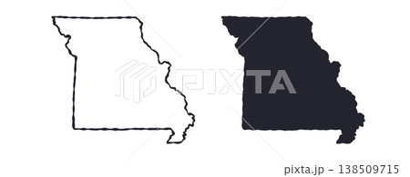 Missouri USA state map silhouette and outline map. Vector shapes of us state, isolated on white. Perfect for infographics, geography design, education, and maps. 138509715