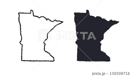 Minnesota USA state map silhouette and outline map. Vector shapes of us state, isolated on white. Perfect for infographics, geography design, education, and maps. Minnesota USA state map silhouette and outline map. Vector shapes of us state, isolated on white. Perfect for infographics, geography design, education, and maps. 138509718