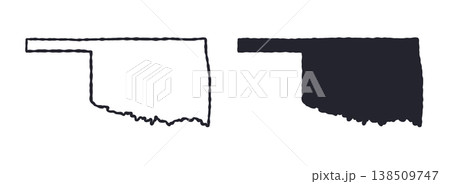 Oklahoma USA state map silhouette and outline map. Vector shapes of us state, isolated on white. Perfect for infographics, geography design, education, and maps. Oklahoma USA state map silhouette and outline map. Vector shapes of us state, isolated on white. Perfect for infographics, geography design, education, and maps. 138509747